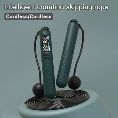 Elevate Your Workouts with the Smart Counting Jump Rope – Versatile 2-in-1 Cordless & Corded Design for Seamless Indoor and Outdoor Fitness!