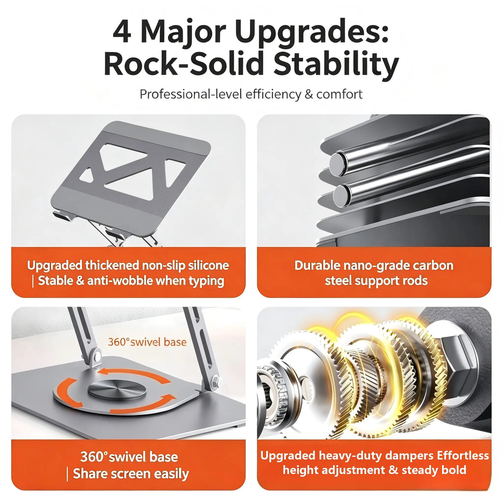 Elevate Your Workspace with the 360° Rotating Titanium Alloy Laptop Stand & Phone Holder – Perfect for Gaming, Office Use, and More!