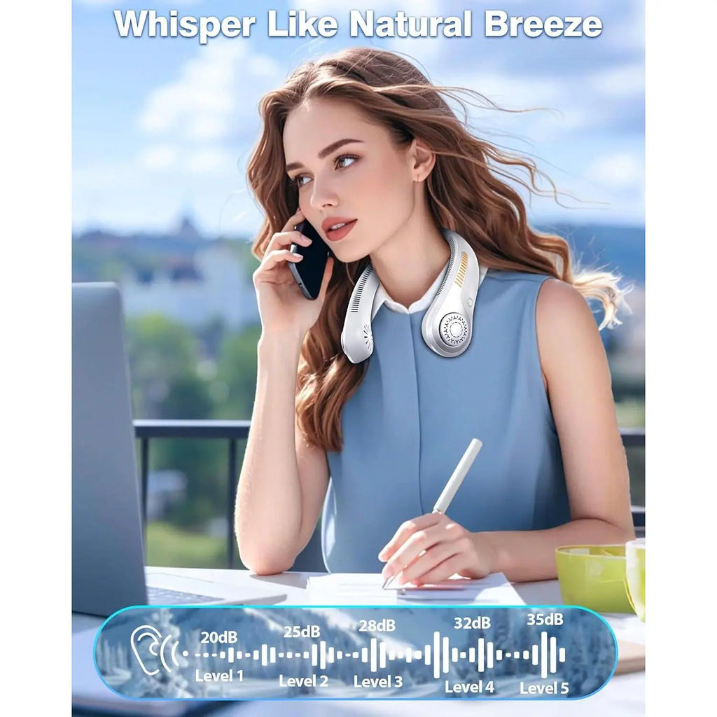 Stay Cool Anywhere: The Ultimate Portable Neck Cooling Fan with 5-Speed Silent Motor and Featherlight Design