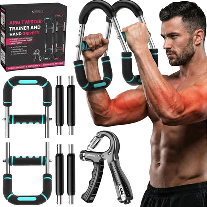 Unleash Your Strength: 30-120Lbs Adjustable Arm Twister with Free Hand Gripper - The Ultimate 2-In-1 Arm and Forearm Strengthening Set for Effective Home Workouts!