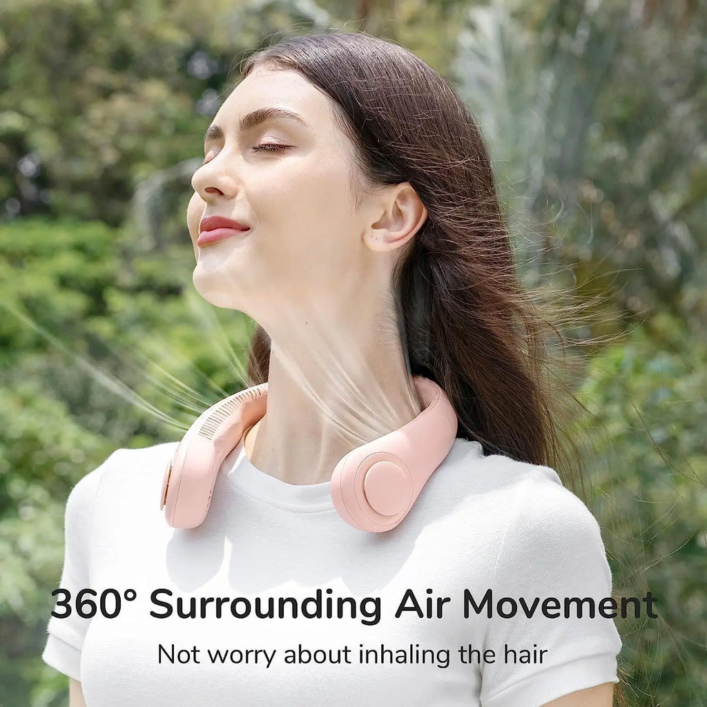 Stay Cool Anywhere: The Ultimate Portable Neck Cooling Fan with 5-Speed Silent Motor and Featherlight Design