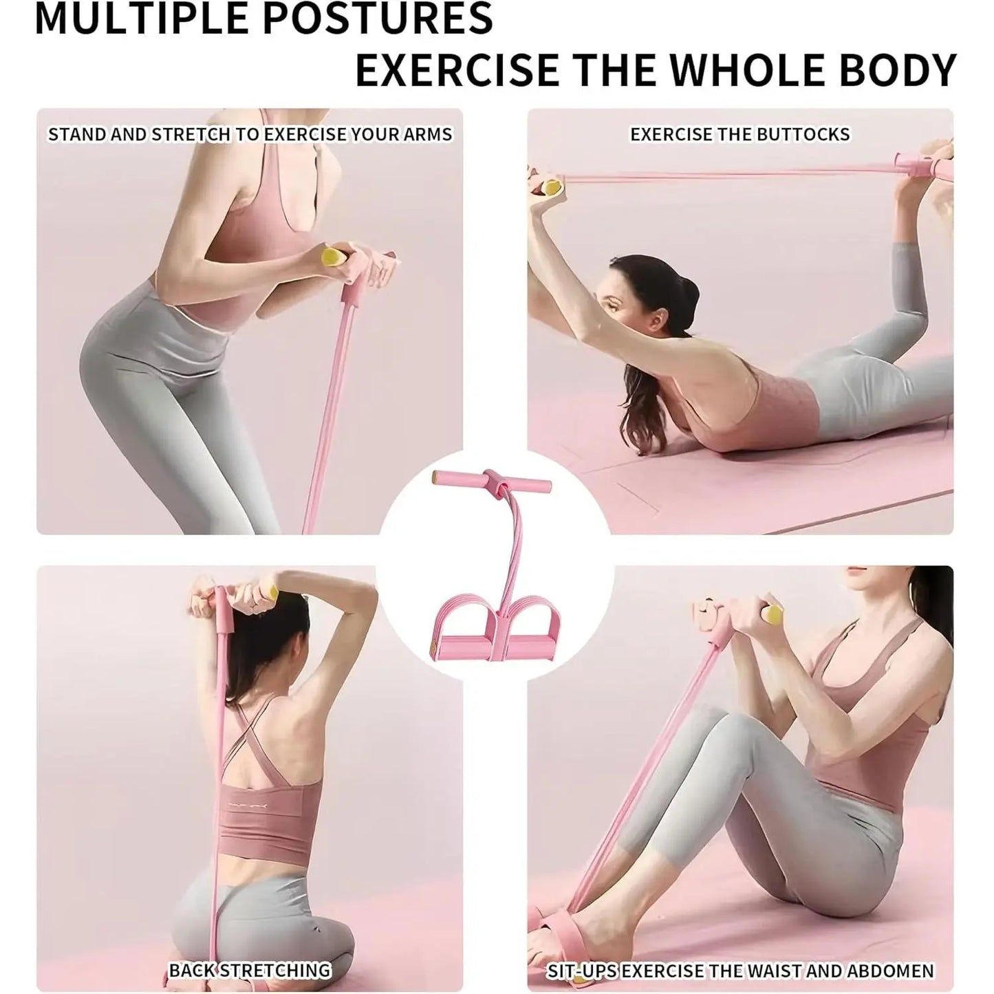 Elevate Your Workout with the $3.99 Adjustable 6 Tube Pedal Resistance Band - Perfect for Abdominal Crunches and Full-Body Toning at Home!