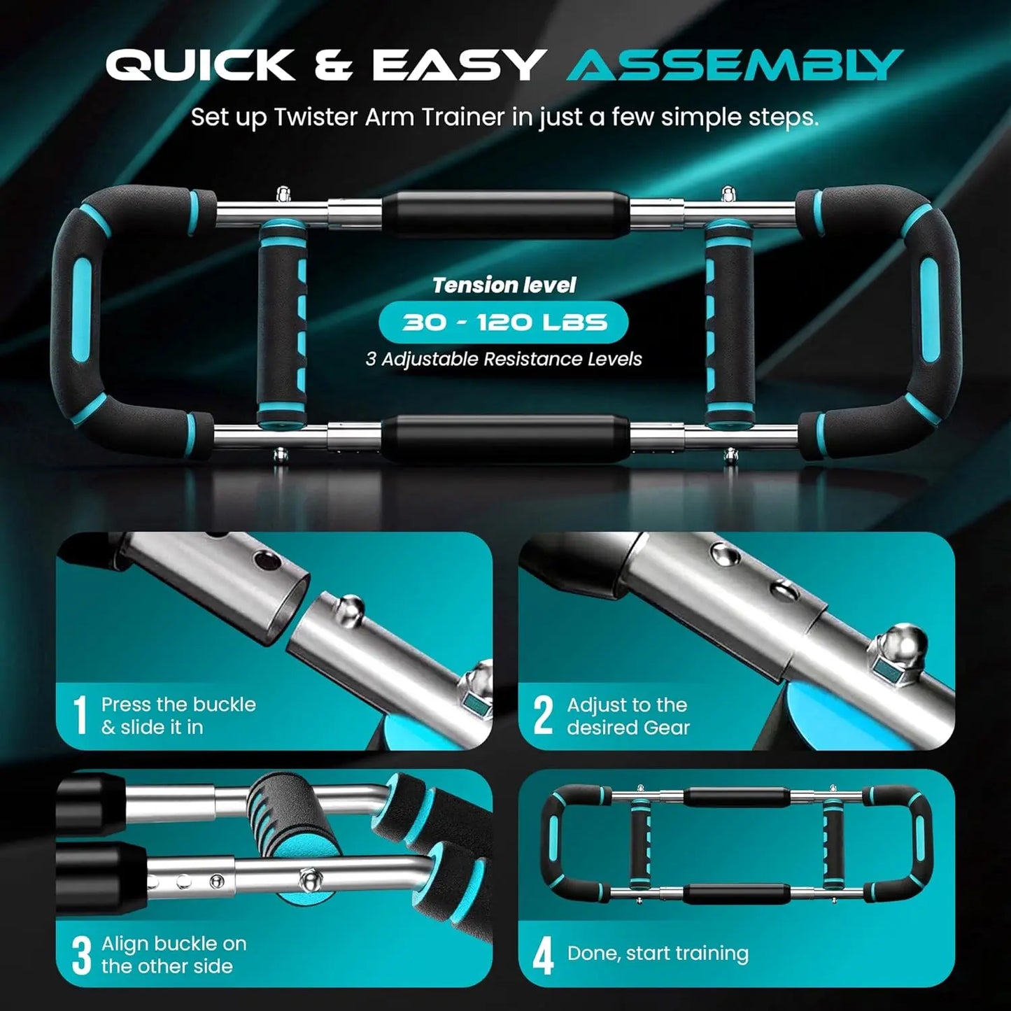 Unleash Your Strength: 30-120Lbs Adjustable Arm Twister with Free Hand Gripper - The Ultimate 2-In-1 Arm and Forearm Strengthening Set for Effective Home Workouts!