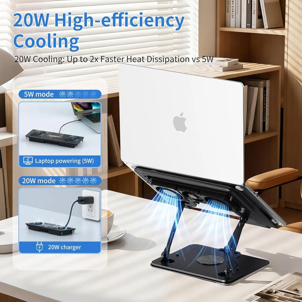 Revolutionary Laptop Stand with Thermoelectric Cooler – Fast 20W Cooling & Ergonomic Design for Ultimate Comfort