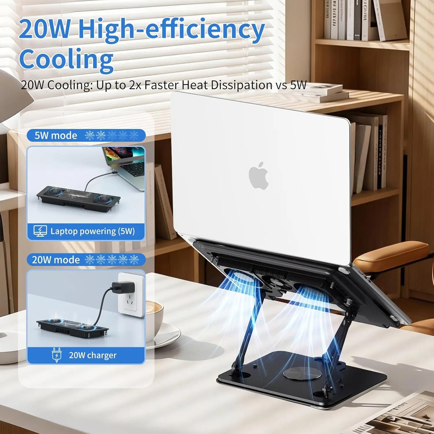 Revolutionary Laptop Stand with Thermoelectric Cooler – Fast 20W Cooling & Ergonomic Design for Ultimate Comfort