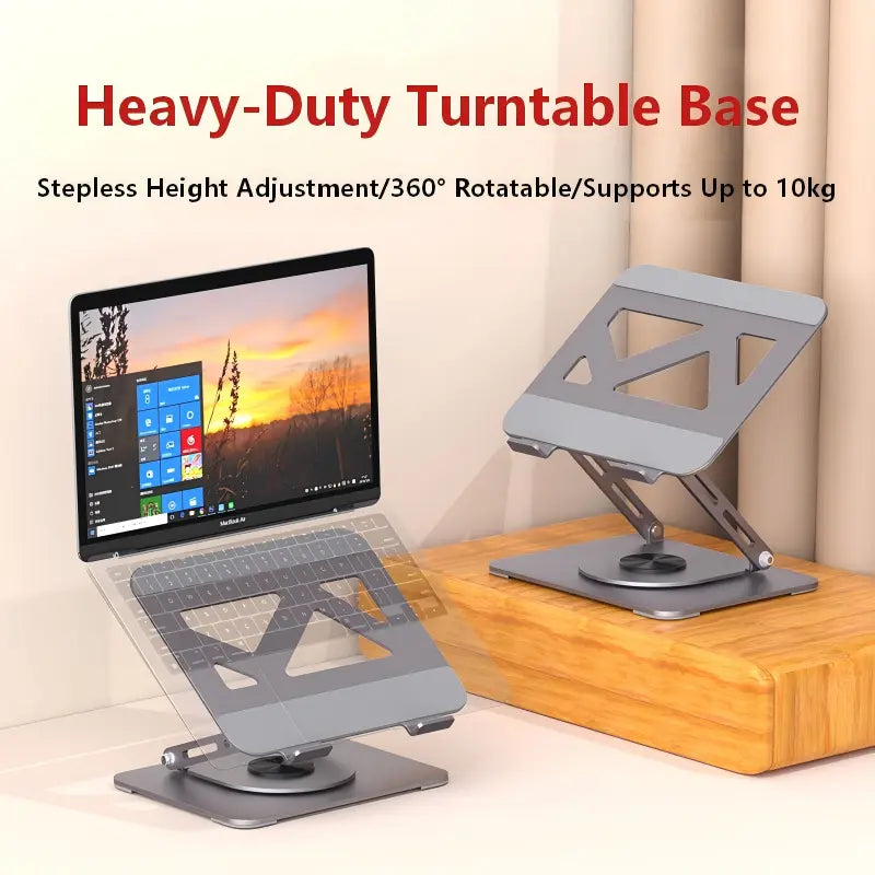Elevate Your Workspace with the 360° Rotating Titanium Alloy Laptop Stand & Phone Holder – Perfect for Gaming, Office Use, and More!