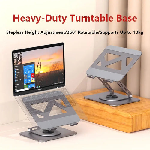 Elevate Your Workspace with the 360° Rotating Titanium Alloy Laptop Stand & Phone Holder – Perfect for Gaming, Office Use, and More!