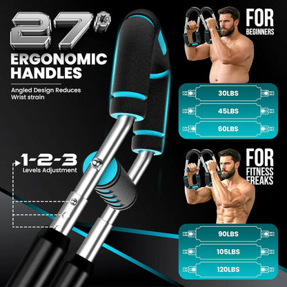 Unleash Your Strength: 30-120Lbs Adjustable Arm Twister with Free Hand Gripper - The Ultimate 2-In-1 Arm and Forearm Strengthening Set for Effective Home Workouts!