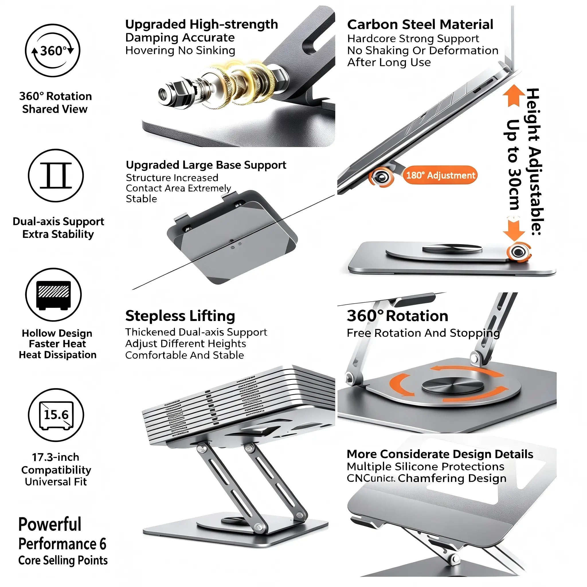 Elevate Your Workspace with the 360° Rotating Titanium Alloy Laptop Stand & Phone Holder – Perfect for Gaming, Office Use, and More!