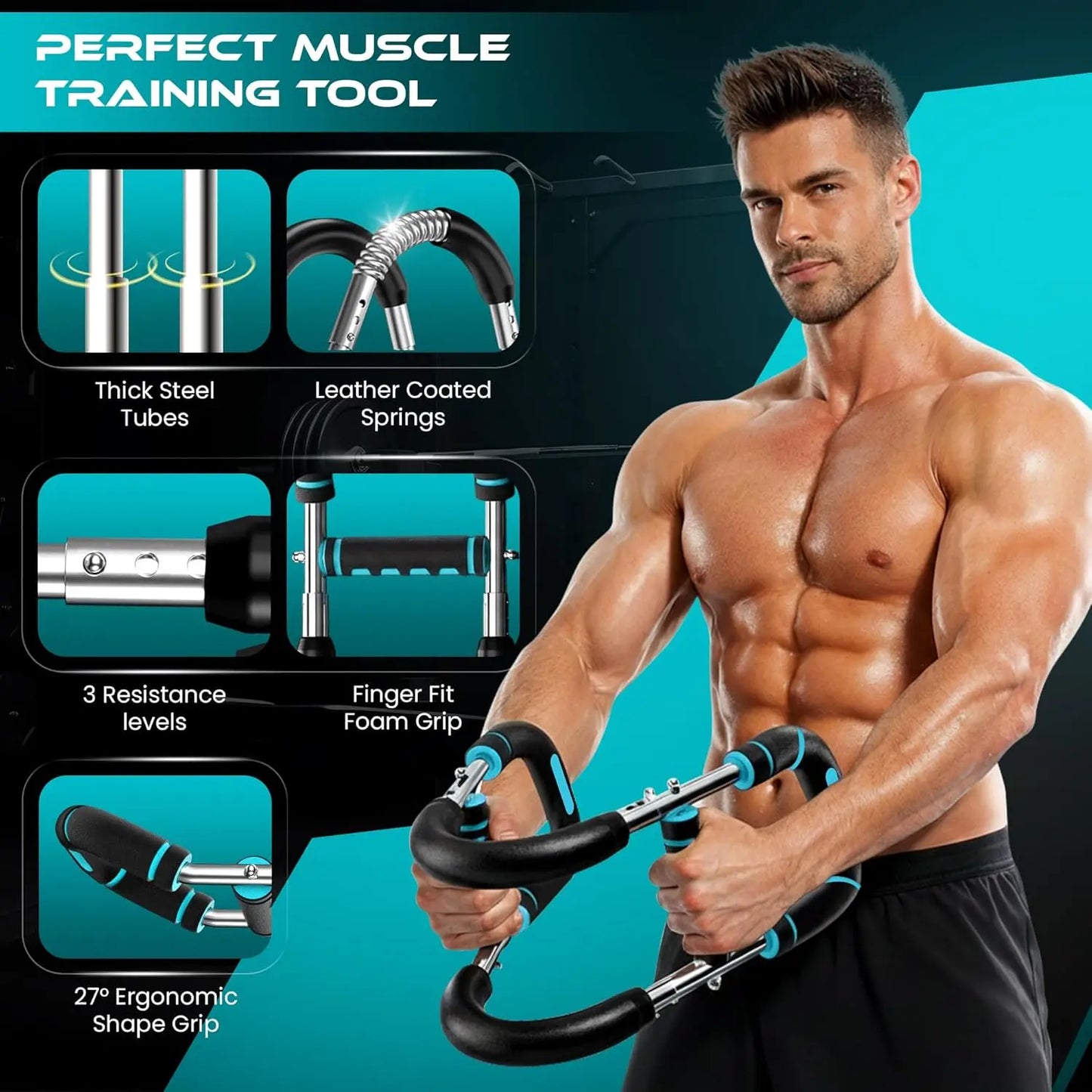 Unleash Your Strength: 30-120Lbs Adjustable Arm Twister with Free Hand Gripper - The Ultimate 2-In-1 Arm and Forearm Strengthening Set for Effective Home Workouts!
